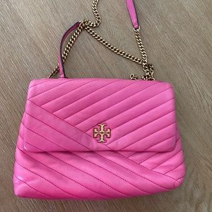 Tory Burch Kira Chevron Convertible Pink Leather Shoulder Bag